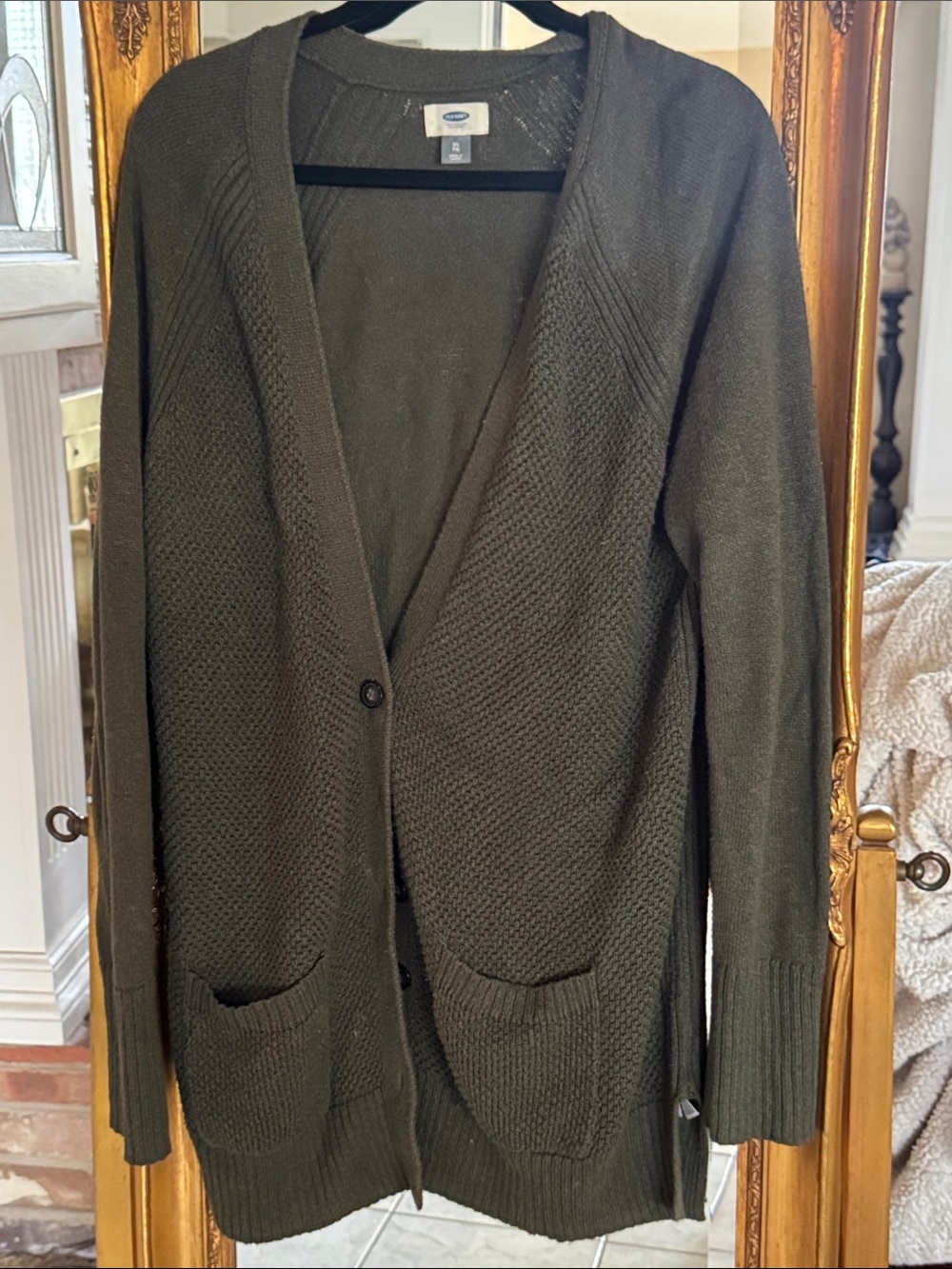 Old Navy Dark Olive Knit Button-Front Cardigan